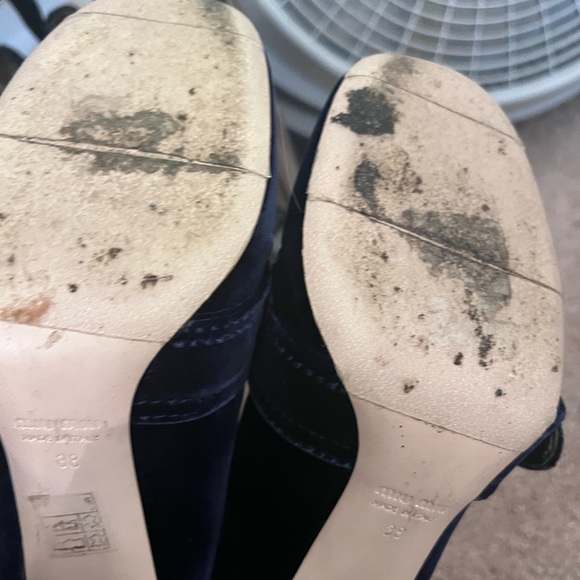 Miu Miu Blue Velvet Pearl Buckle Embellished Mary Jane Pump Size 8 - Picture 4 of 10